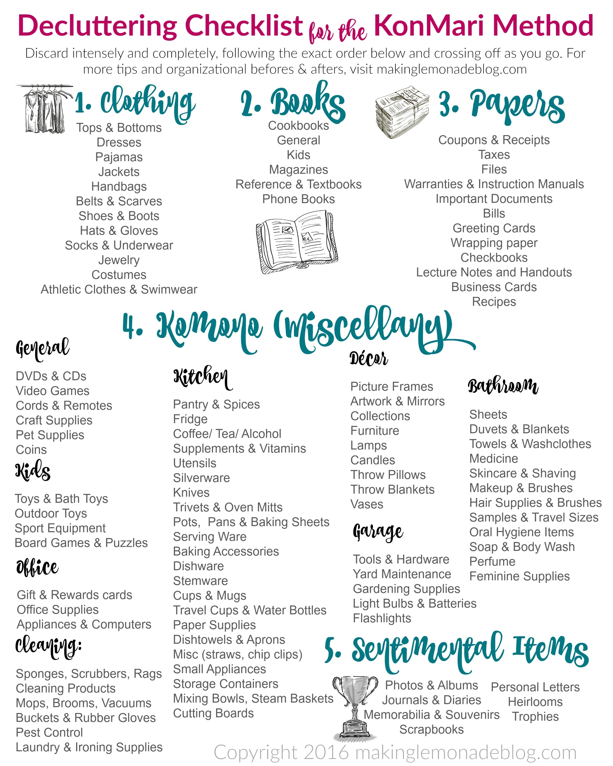 The Ultimate FREE Printable Decluttering Checklist For KonMari 