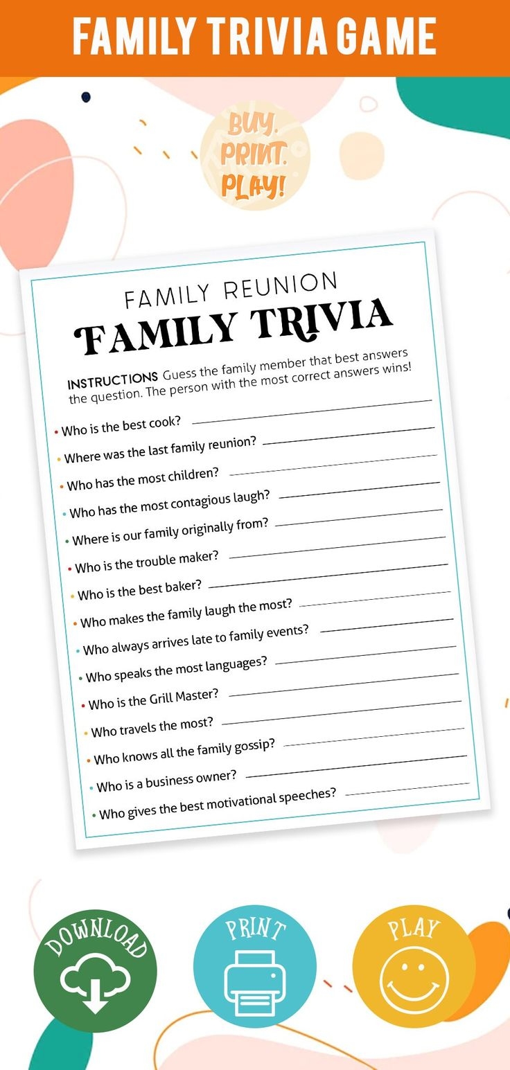 Trivia For Family Parties Printable Trivia For Family Parties Printable
