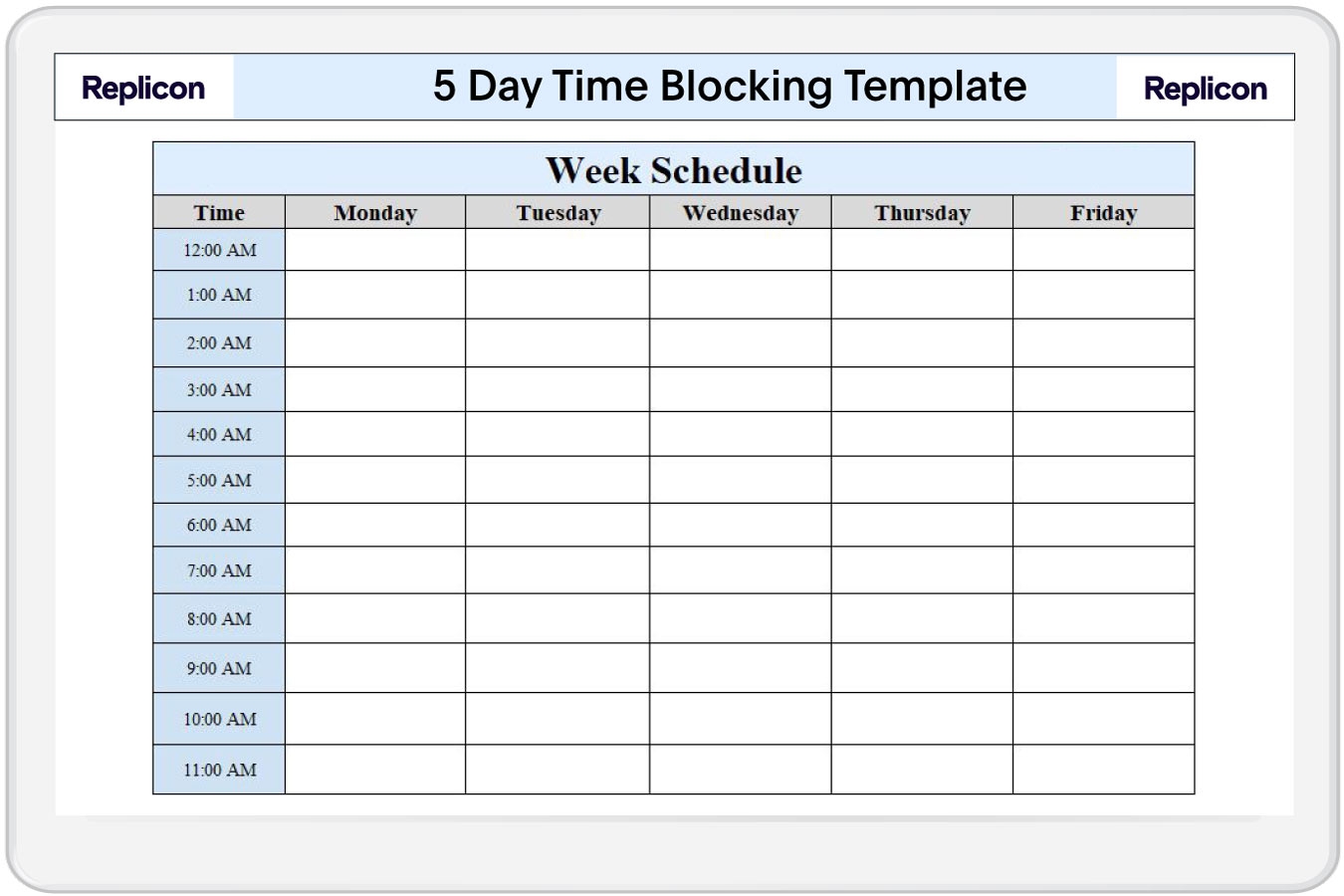 Time Blocking Daily Planner Printable