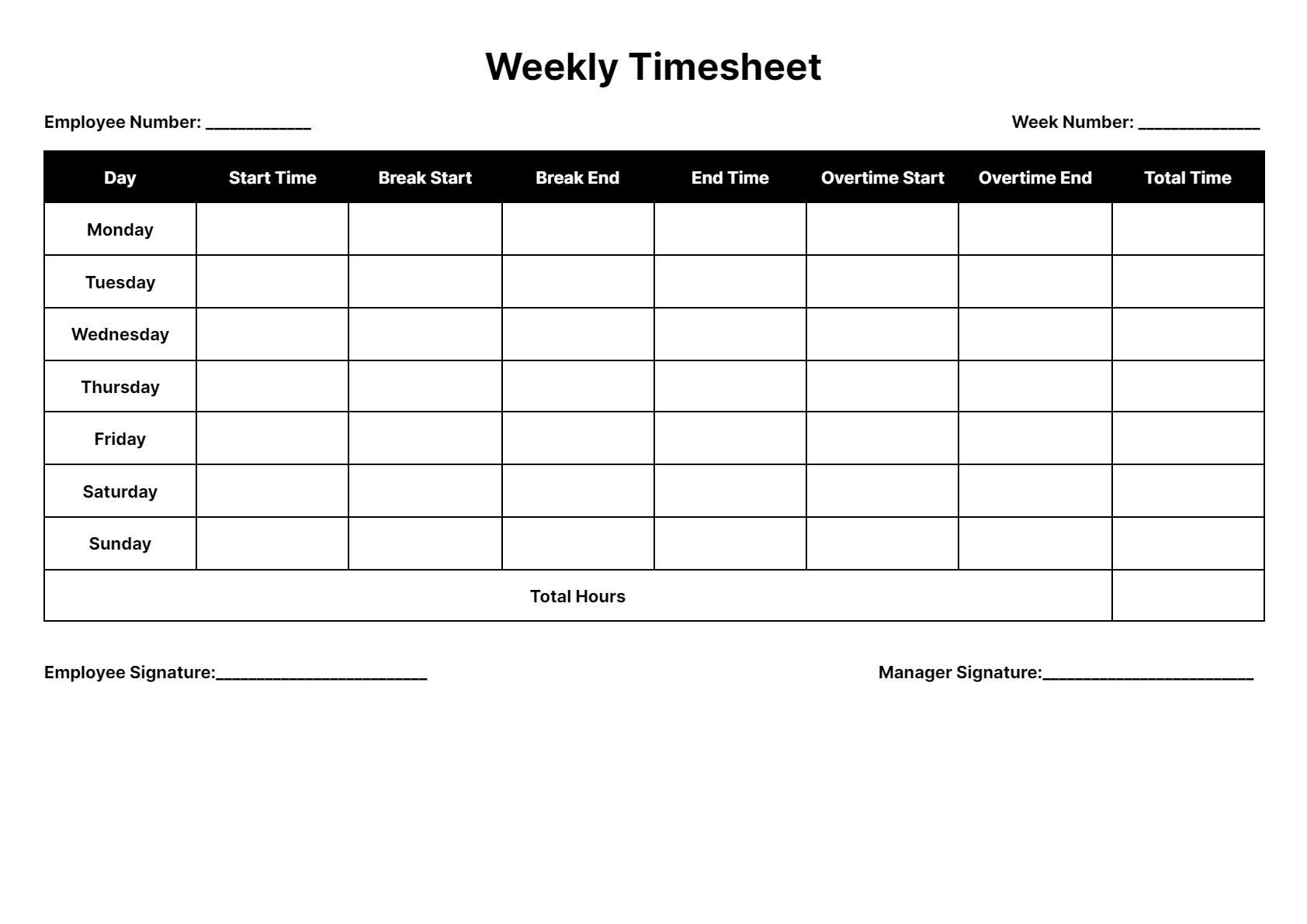 Free Printable Time Sheets Weekly
