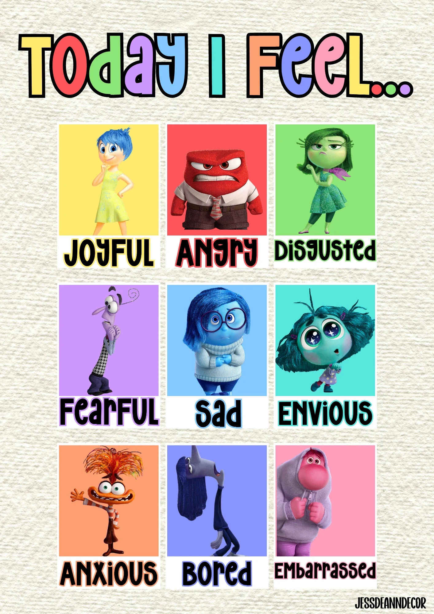 Inside Out Feelings Chart Printable