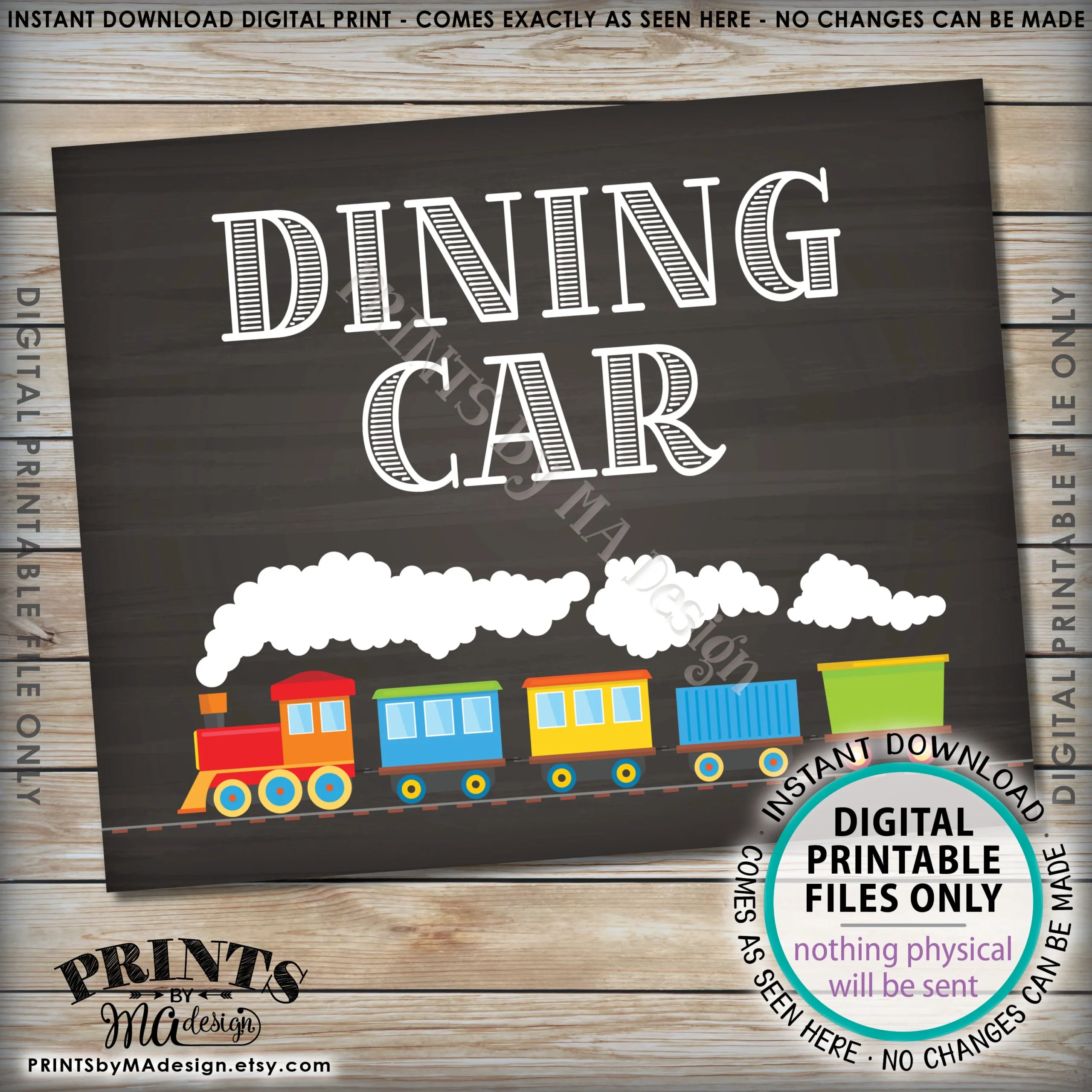 Train Birthday Signs Train Theme Birthday All Aboard The Birthday Express Dining Car Fueling Station PRINTABLE 8x10 Instant Downloads