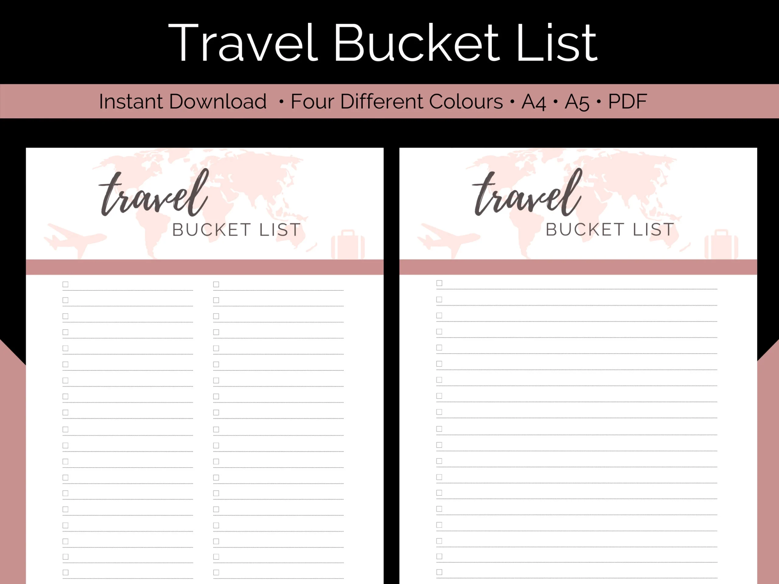 Travel Bucket List Zum Ausdrucken Bucket List Vorlage 