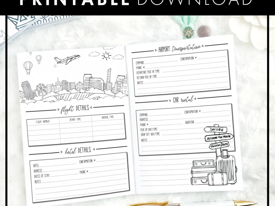 Travel Journal amp Planner Printable Lights Planner Action Inserts