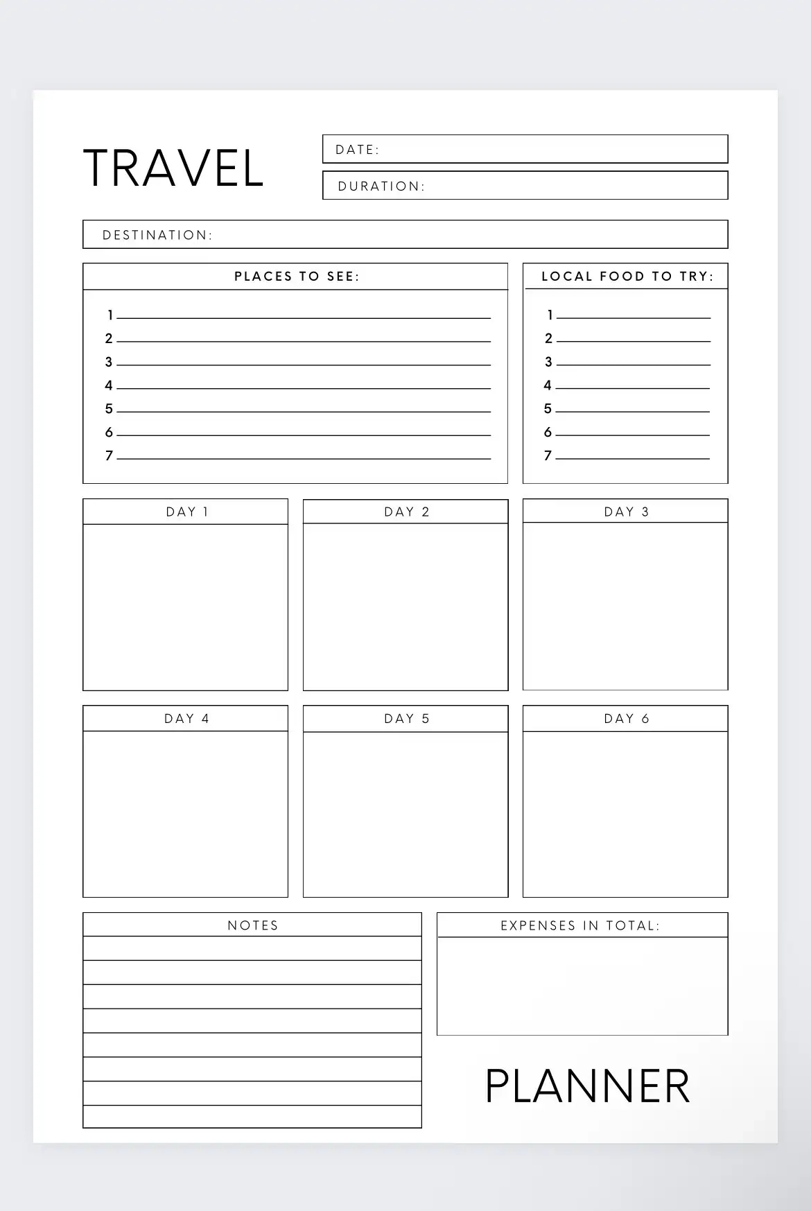 Printable Daily Vacation Schedule Planner Printable Daily Vacation Schedule Planner
