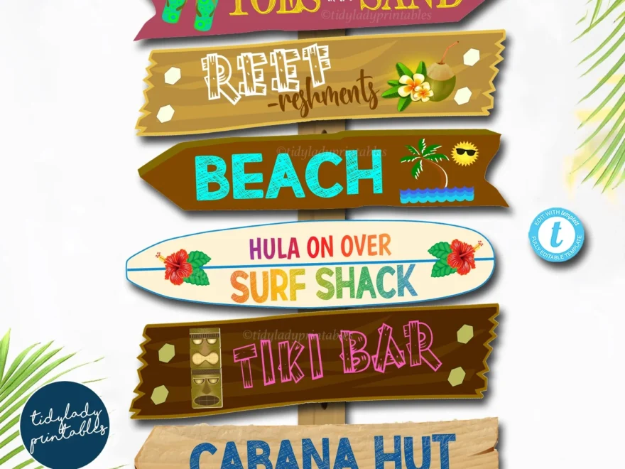 Tropical Beach Tiki Luau Party Signs TidyLady Printables