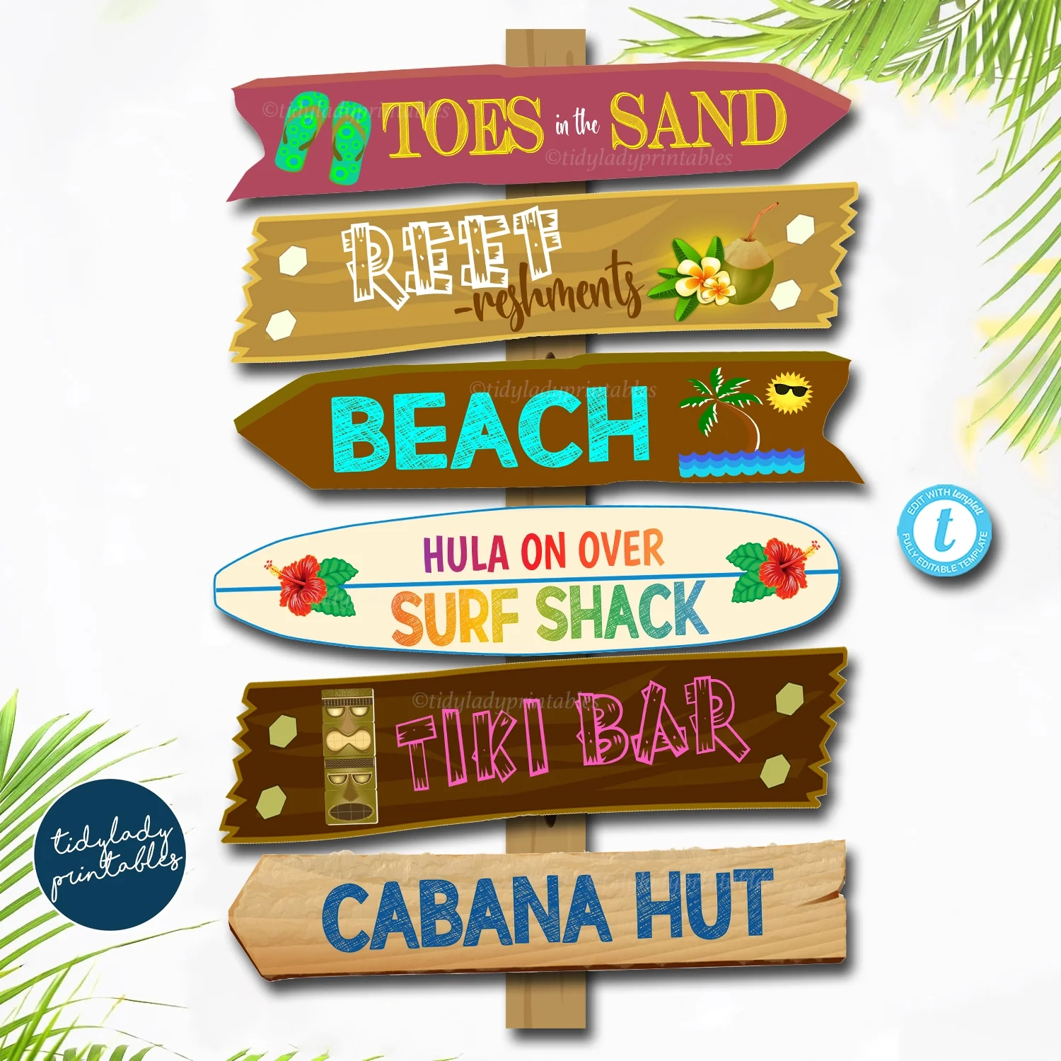 Tropical Beach Tiki Luau Party Signs TidyLady Printables