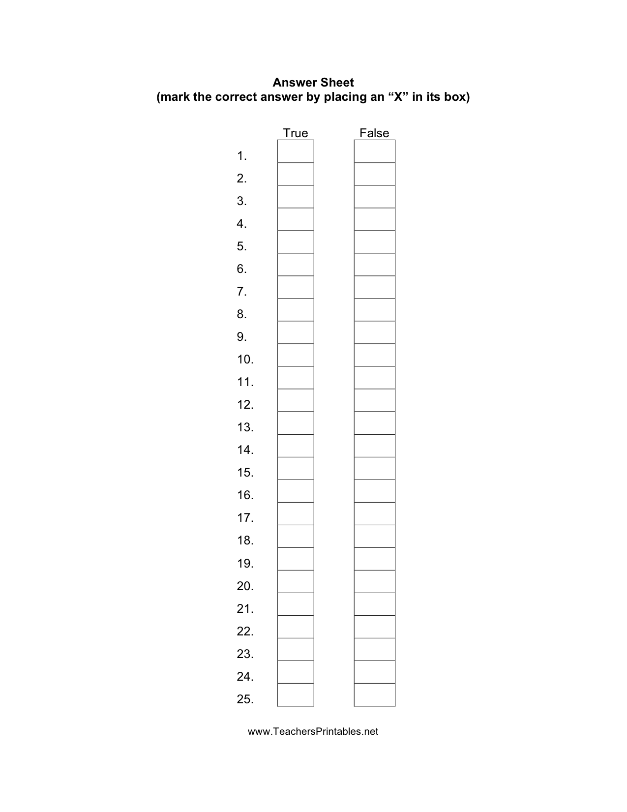 Free Printable Answer Sheets Free Printable Answer Sheets