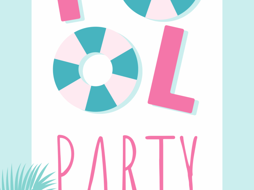 Turquoise Leaves Pool Party Sign Template Square Signs