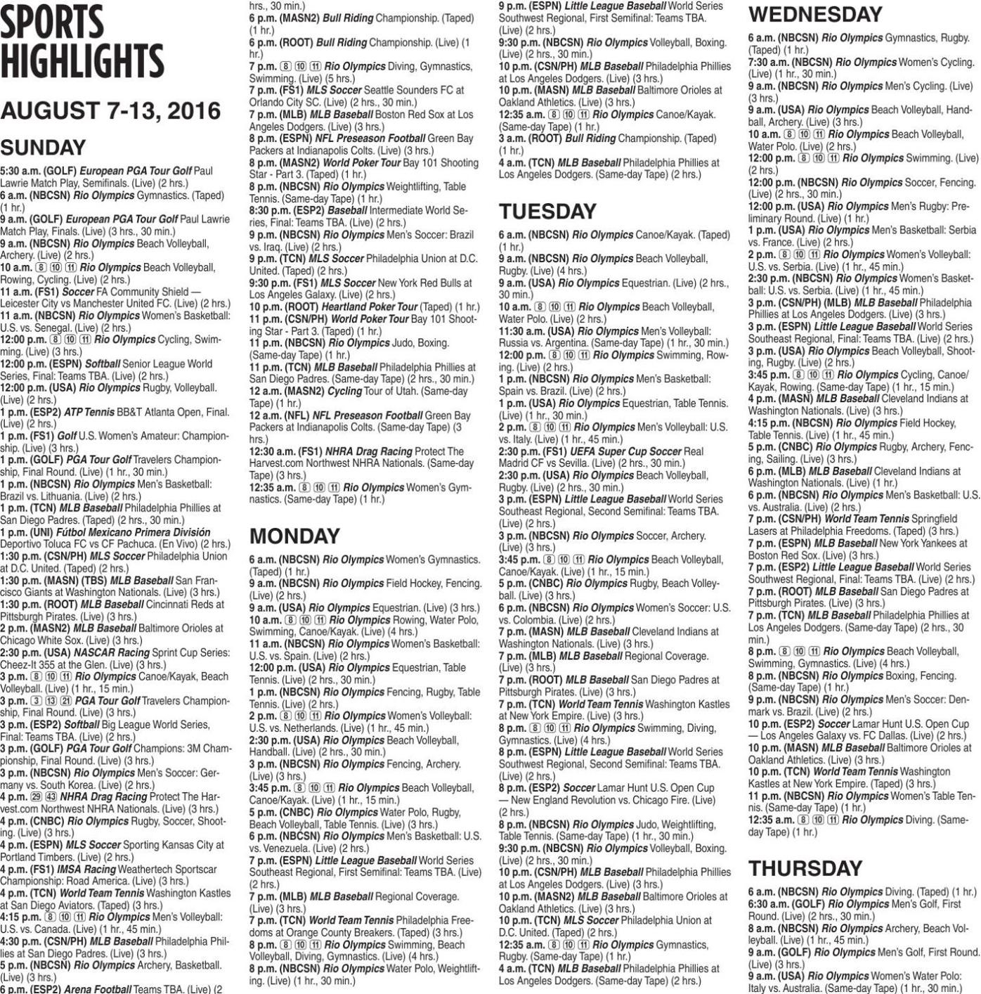 TV Sports Highlights Complete Olympic TV Schedule Olympics TV Sports Highlights Complete Olympic TV Schedule Olympics
