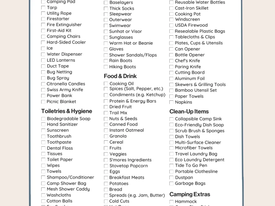 Ultimate Camping Packing List Free Printable Checklist