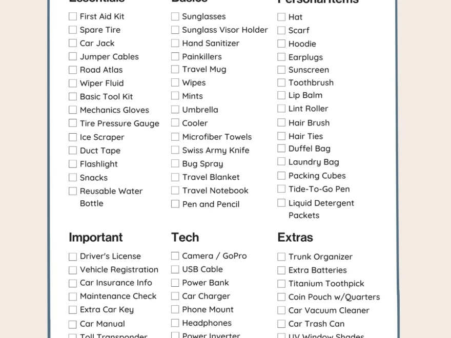 Ultimate Road Trip Packing List W Printable Checklist