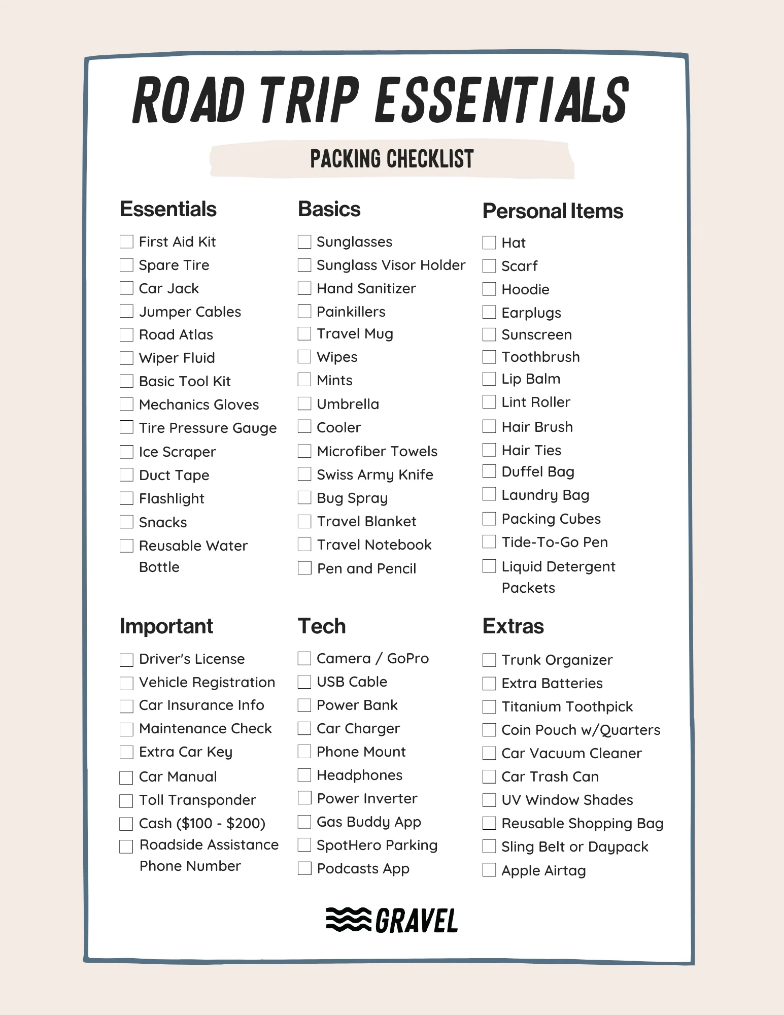 Ultimate Road Trip Packing List W Printable Checklist Ultimate Road Trip Packing List W Printable Checklist