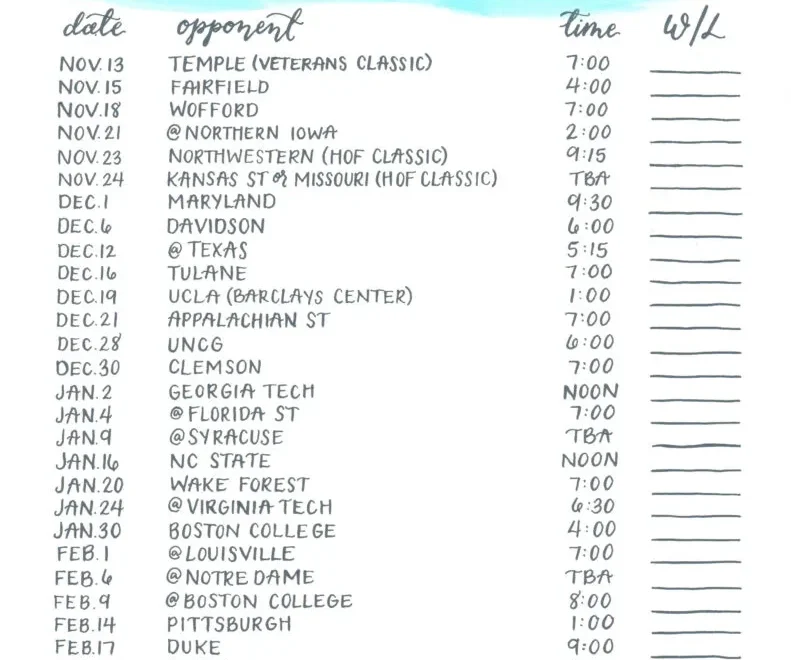 Unc Basketball Schedule 2024 Printable Printable Party Favors
