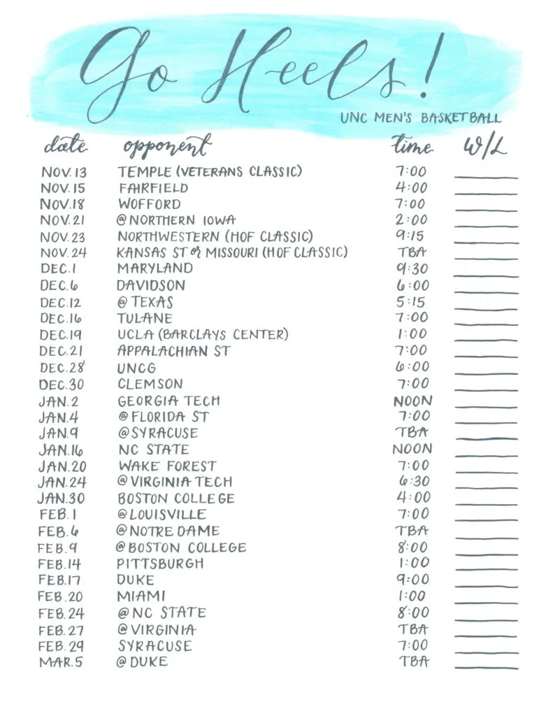 Unc Basketball Schedule 2024 Printable Printable Party Favors Unc Basketball Schedule 2024 Printable Printable Party Favors