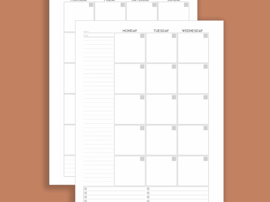 Undated Printable Calendar PDF Download SortOutMy Life