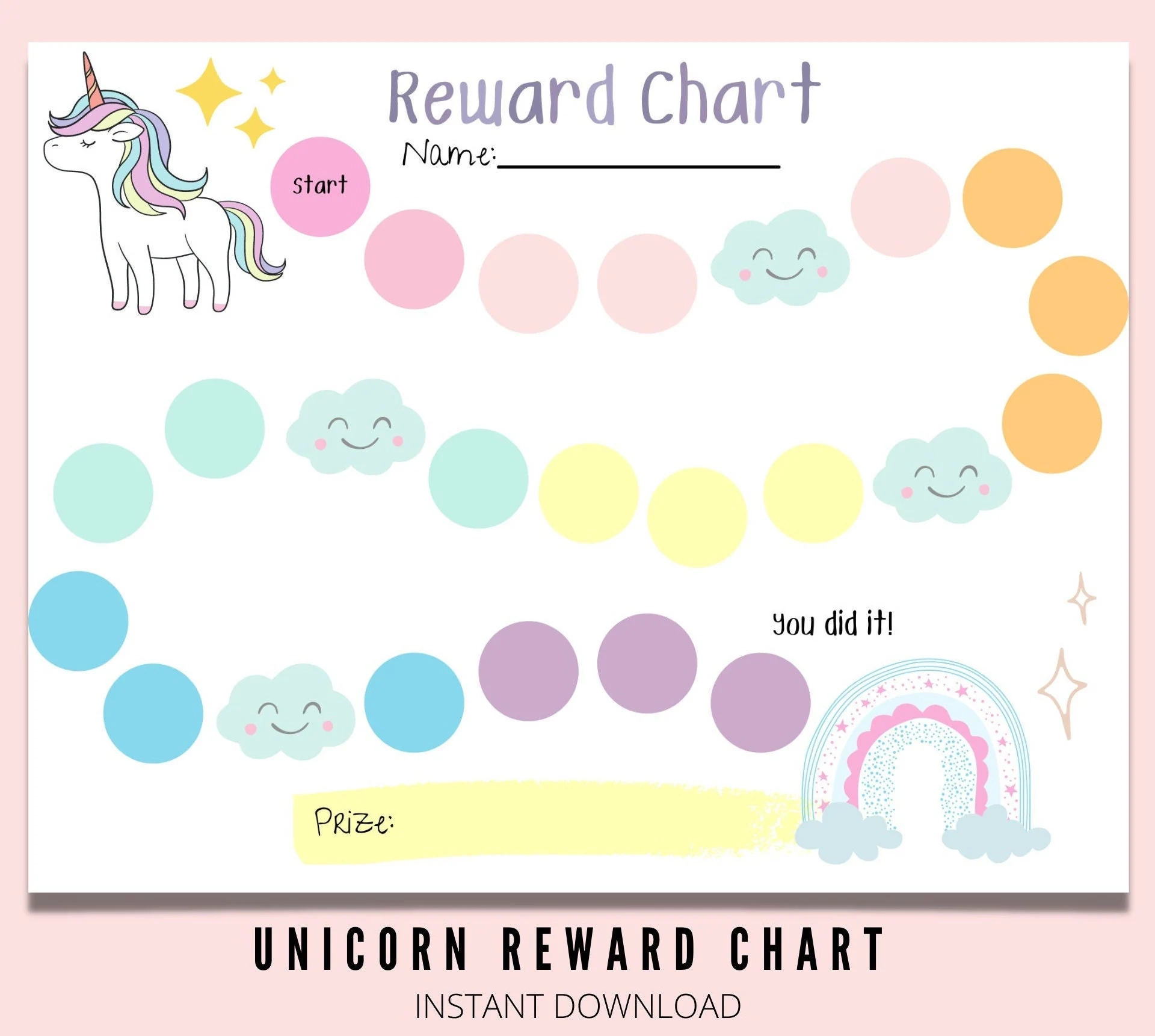 Unicorn Reward Chart Printable Unicorn Reward Chart Printable
