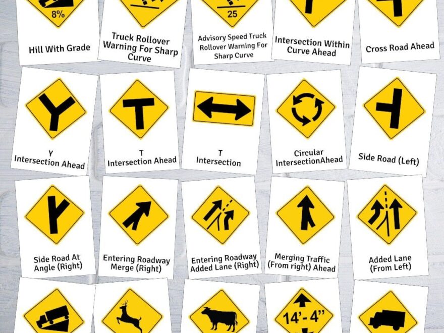 USA Traffic Signs Road Signs Test Flash Cards USA Warning Signs