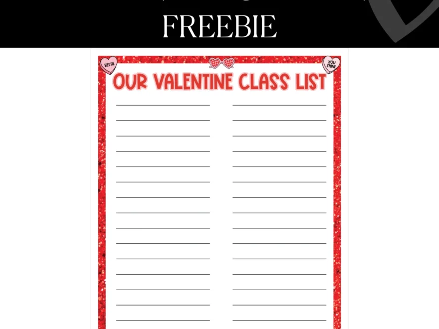 Valentine s Class List FREEBIE Valentine s Day Resources