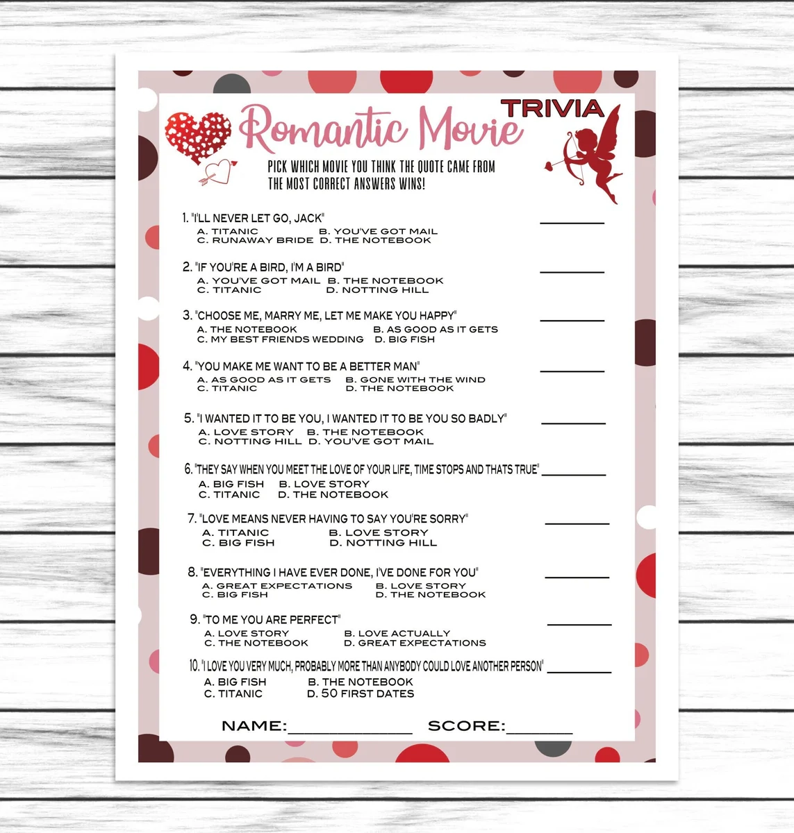 valentines romantic movie trivia game virtual or printable v day valentines romantic movie trivia game virtual or printable v day