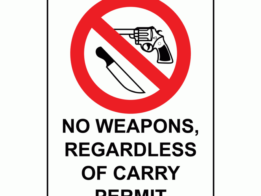 Vertical Sign Weapons Restricted No Weapons Regardless
