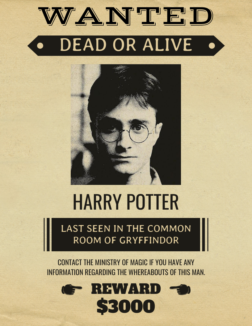 vintage harry potter wanted poster venngage vintage harry potter wanted poster venngage