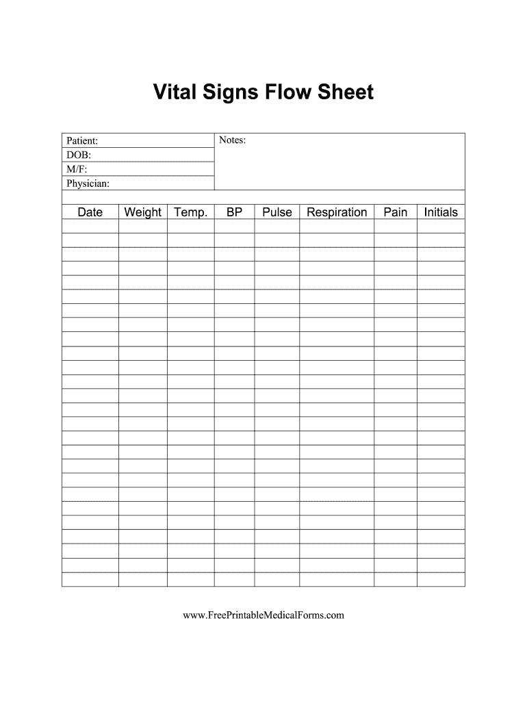 Vital Signs Flow Sheet Form Fill Online Printable Fillable Vital Signs Flow Sheet Form Fill Online Printable Fillable