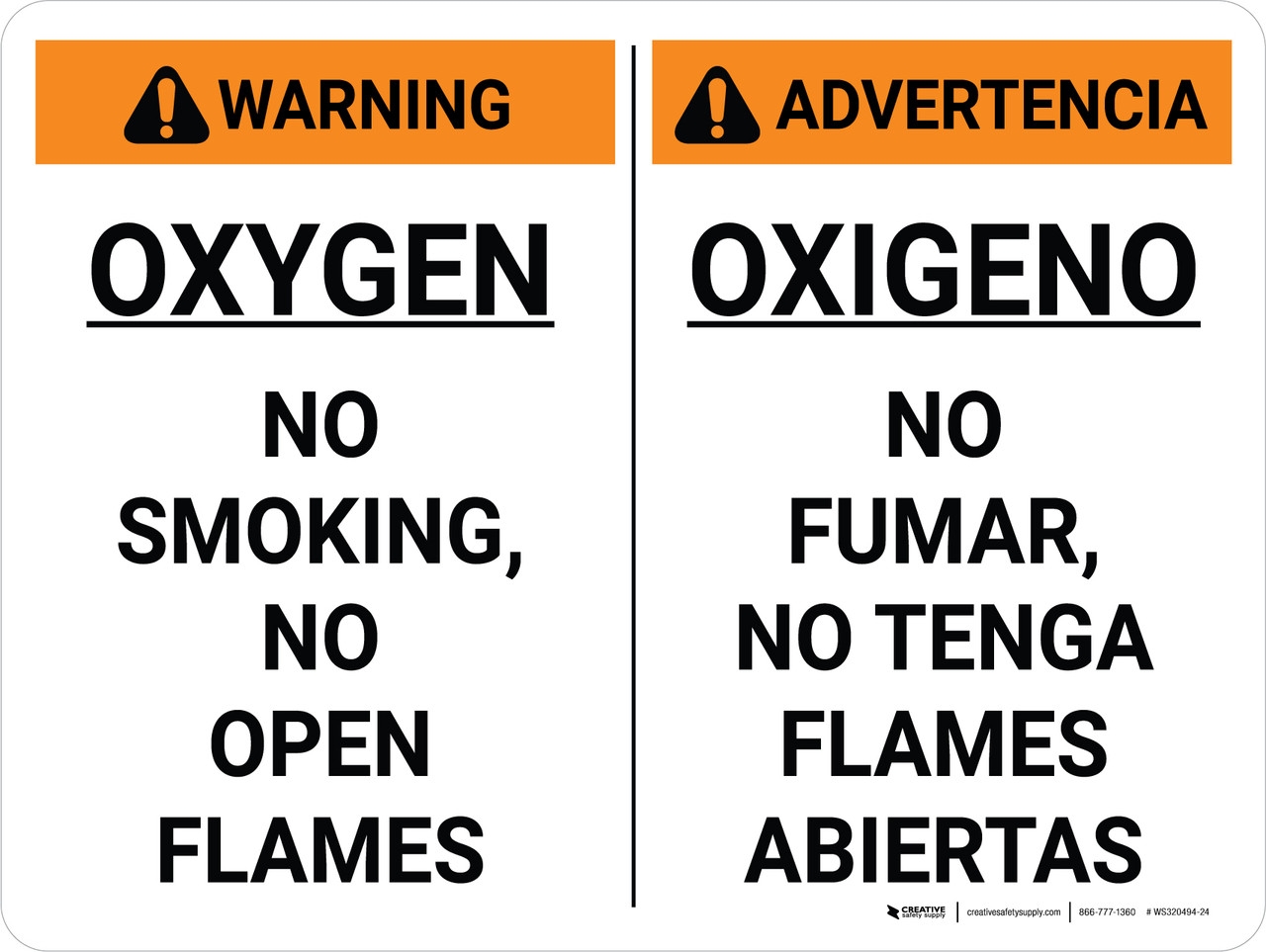 Warning Oxygen No Smoking No Open Flames Bilingual Spanish 
