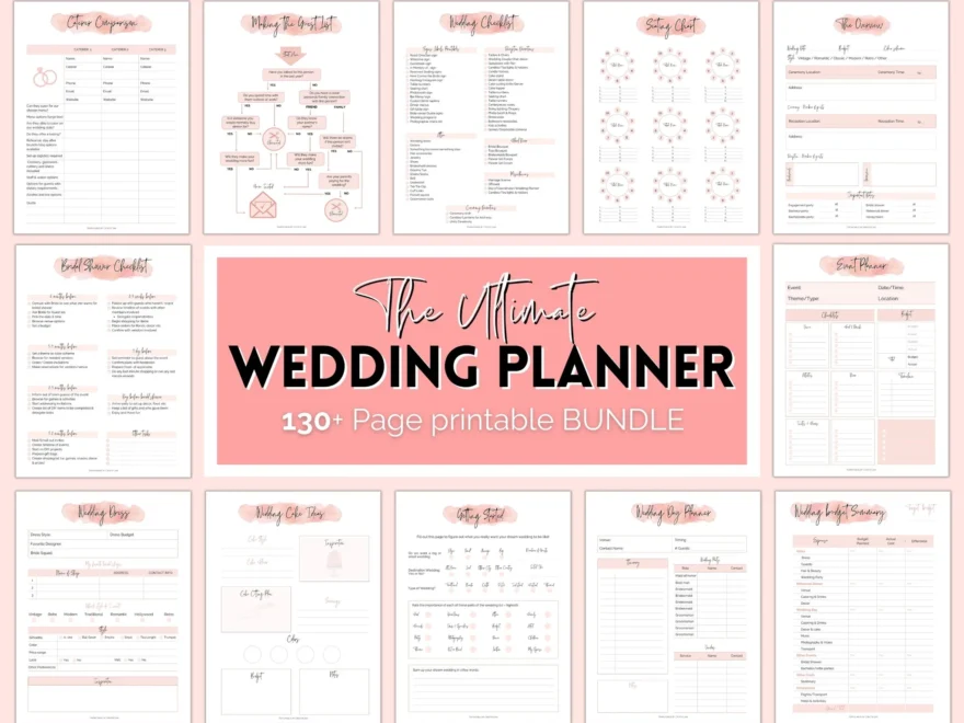 Wedding Planner Printable BUNDLE Wedding Checklist Budget Planner