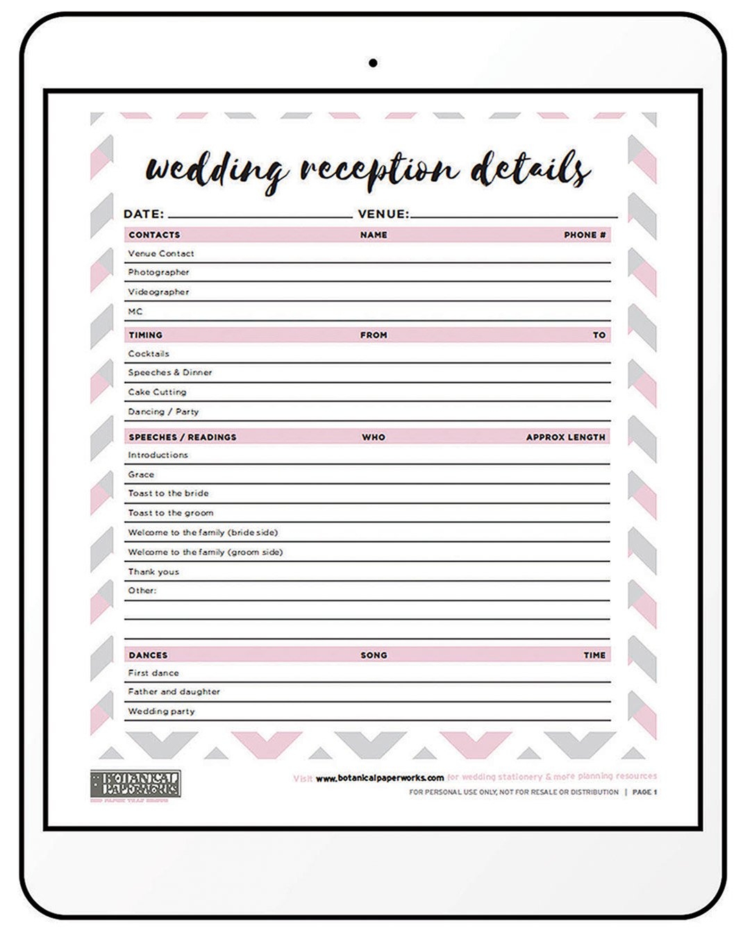 Printable Free Wedding Planners Organizer