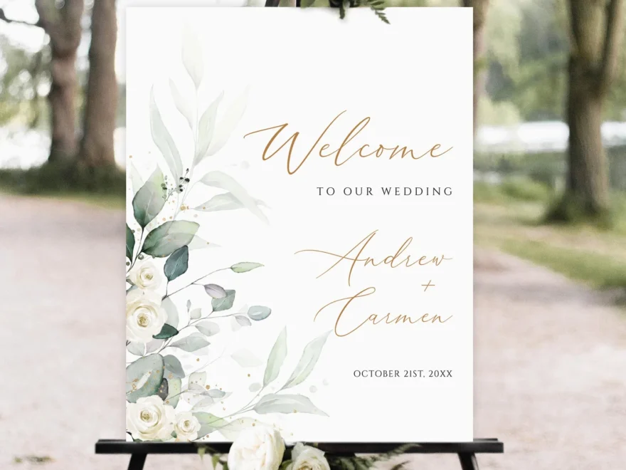 Wedding Welcome Sign Template Greenery Wedding Welcome Sign