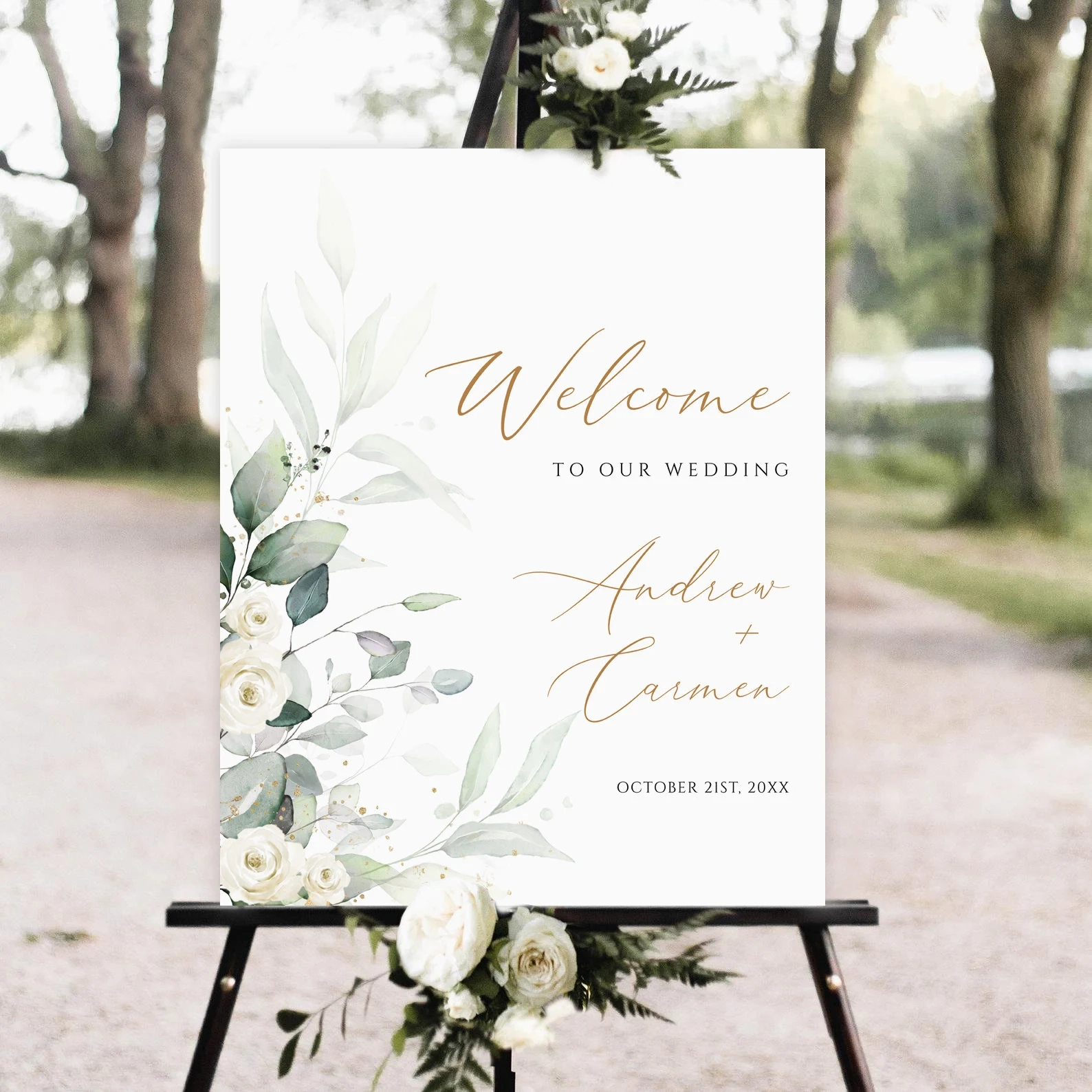 Wedding Welcome Sign Template Greenery Wedding Welcome Sign 