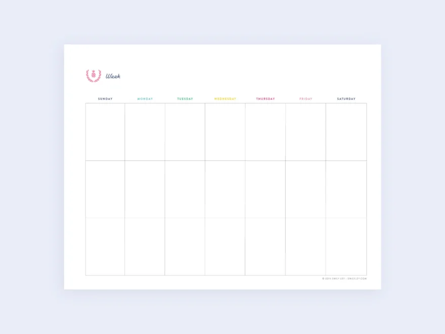 Weekly Calendar Printable Simplified