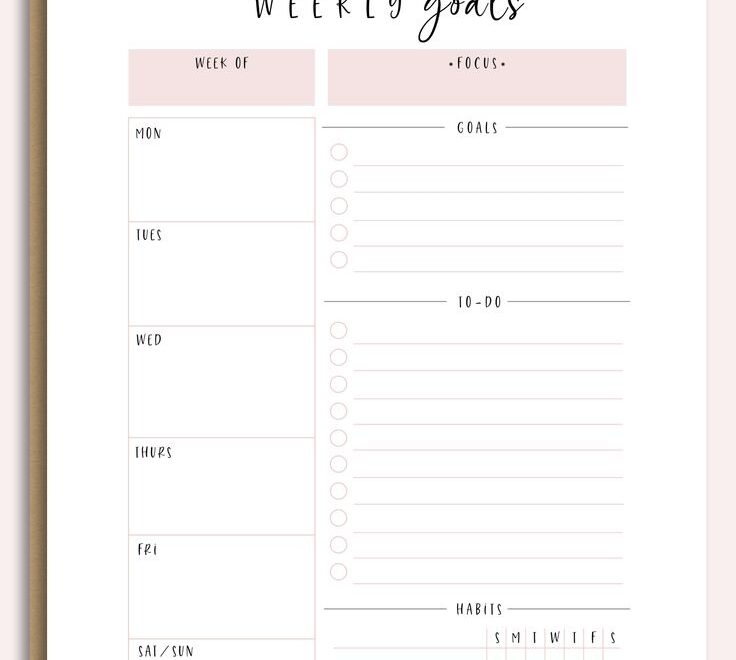 Weekly Goals Planner Printable