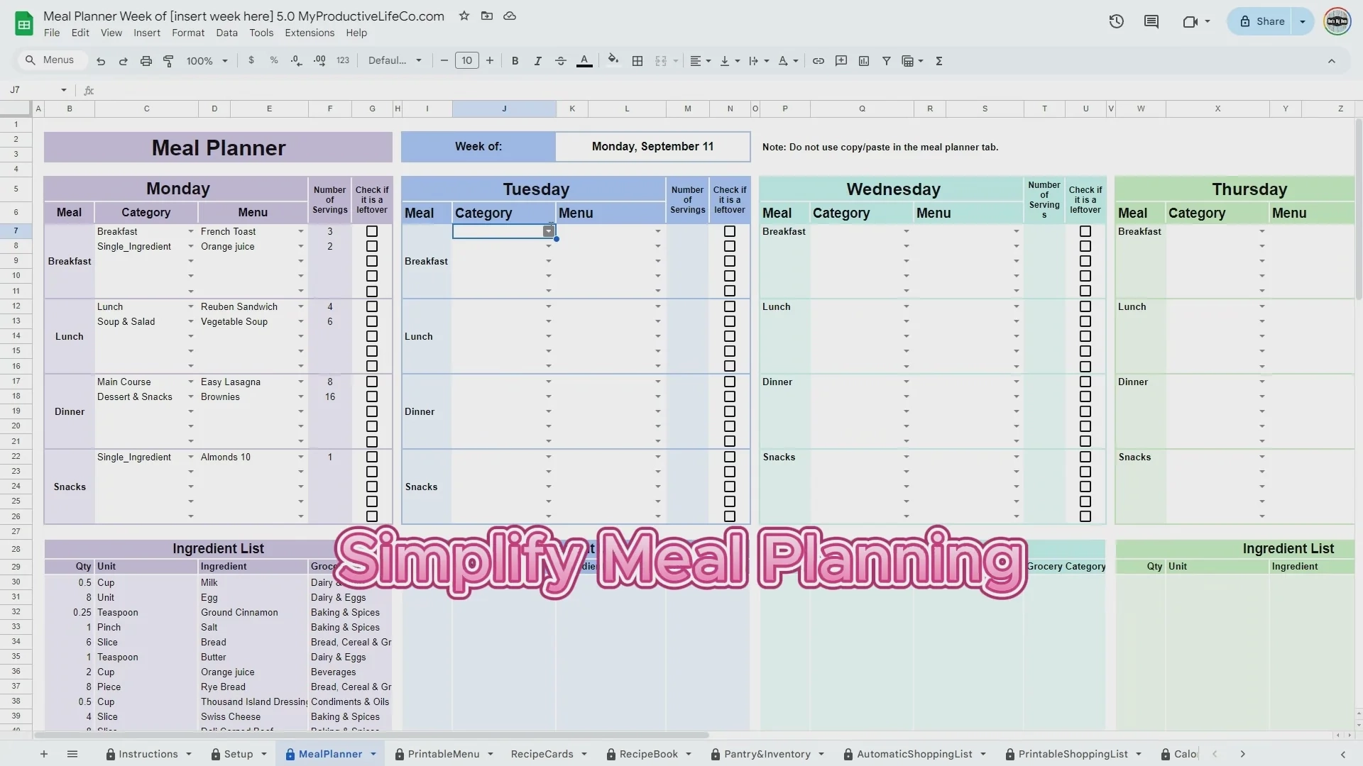 Printable Weekly Meal Planner Ib Excel Printable Weekly Meal Planner Ib Excel