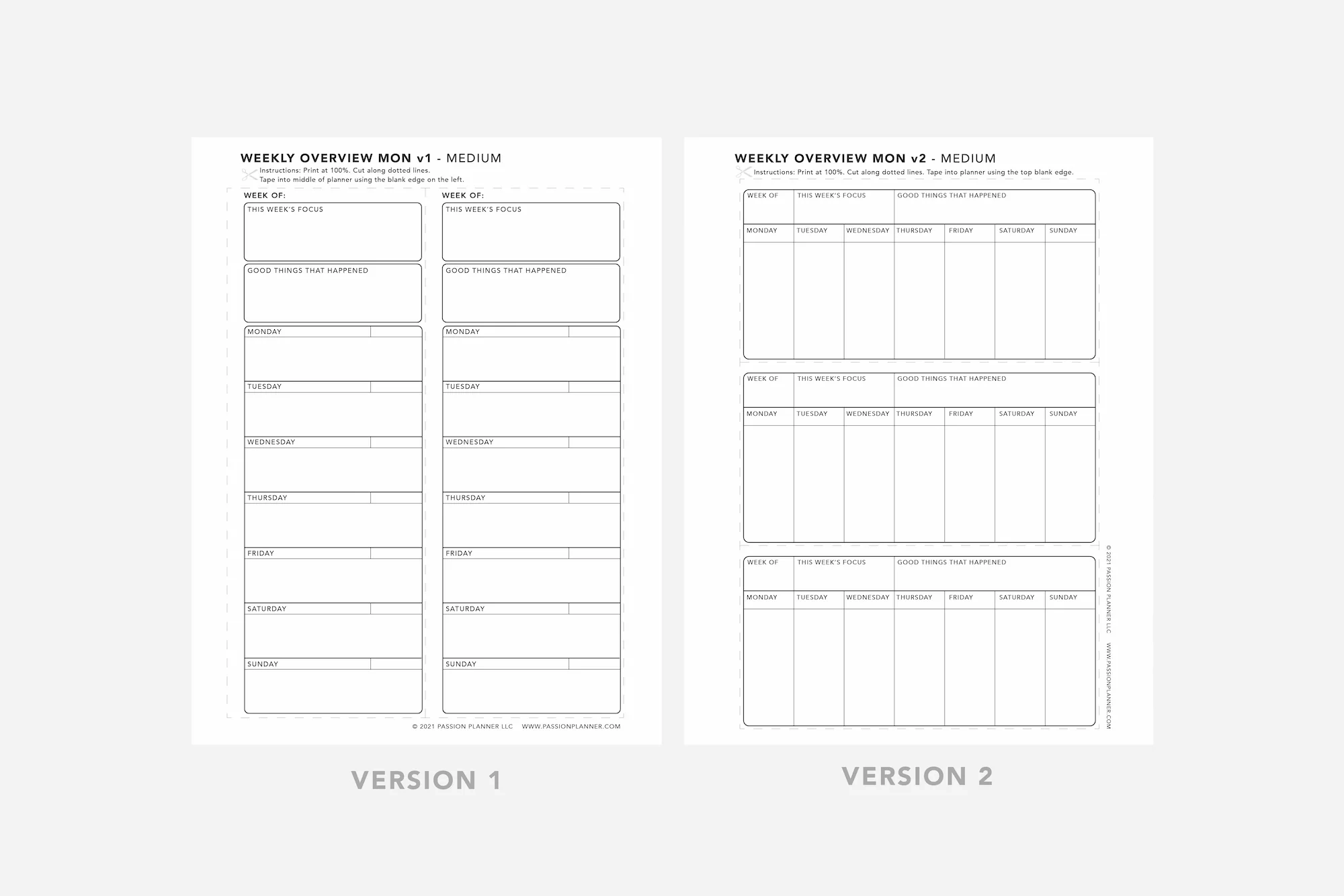 Passion Planner Printable Template
