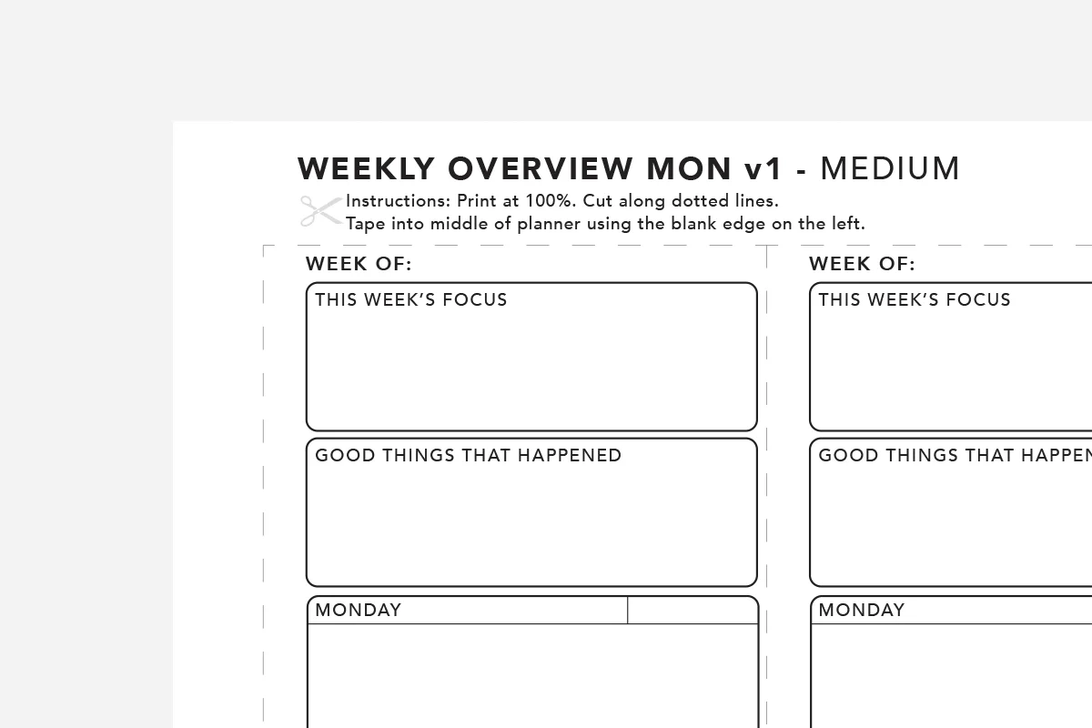 Weekly Overview Free Printable Passion Planner Weekly Overview Free Printable Passion Planner