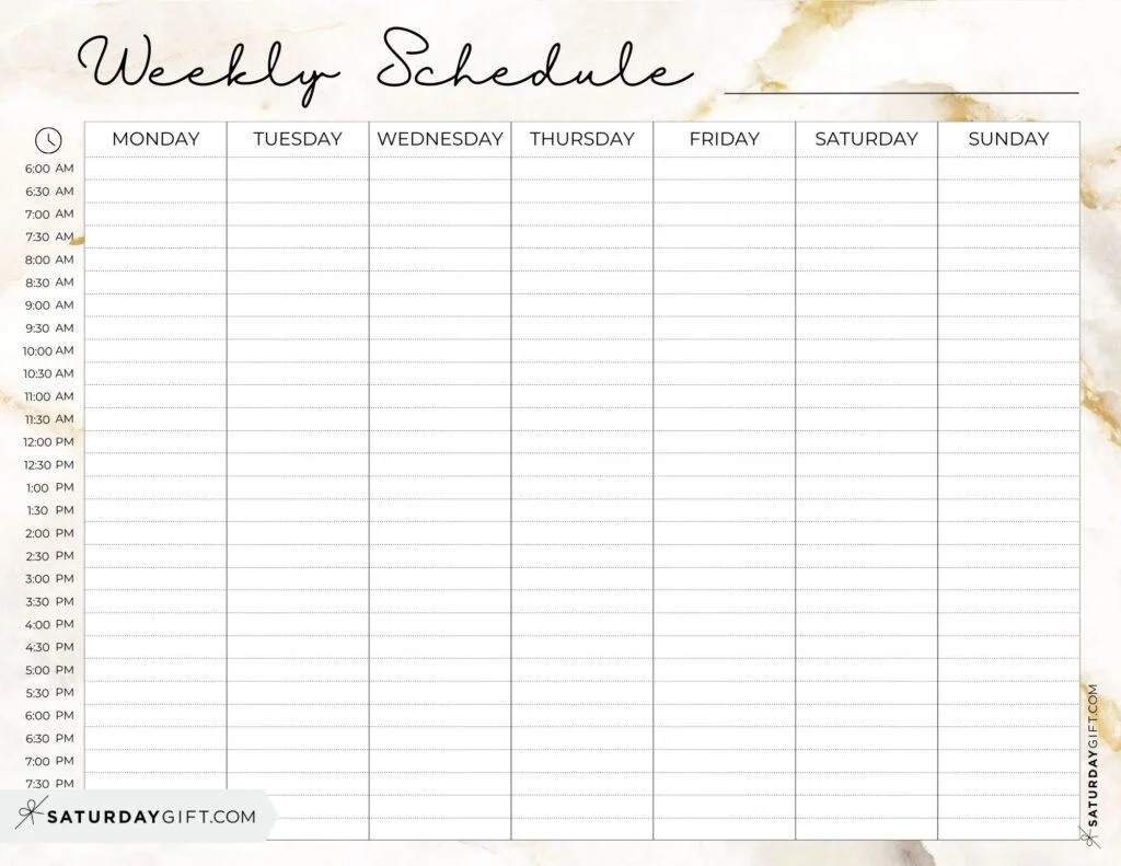 Weekly Hourly Planner Printable