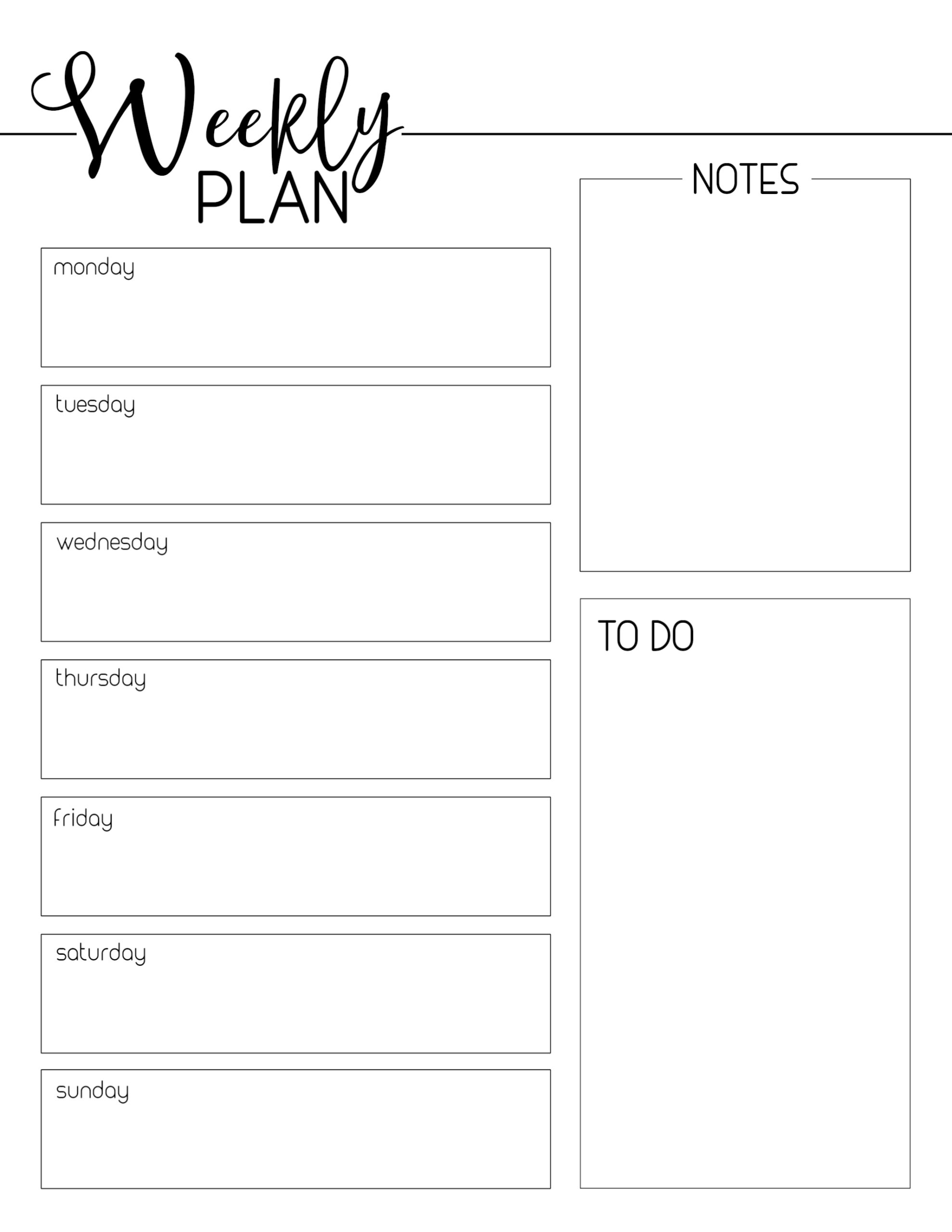 Printable Weekly Planner Notes Page