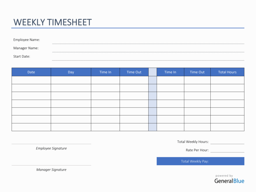 weekly timesheet templates