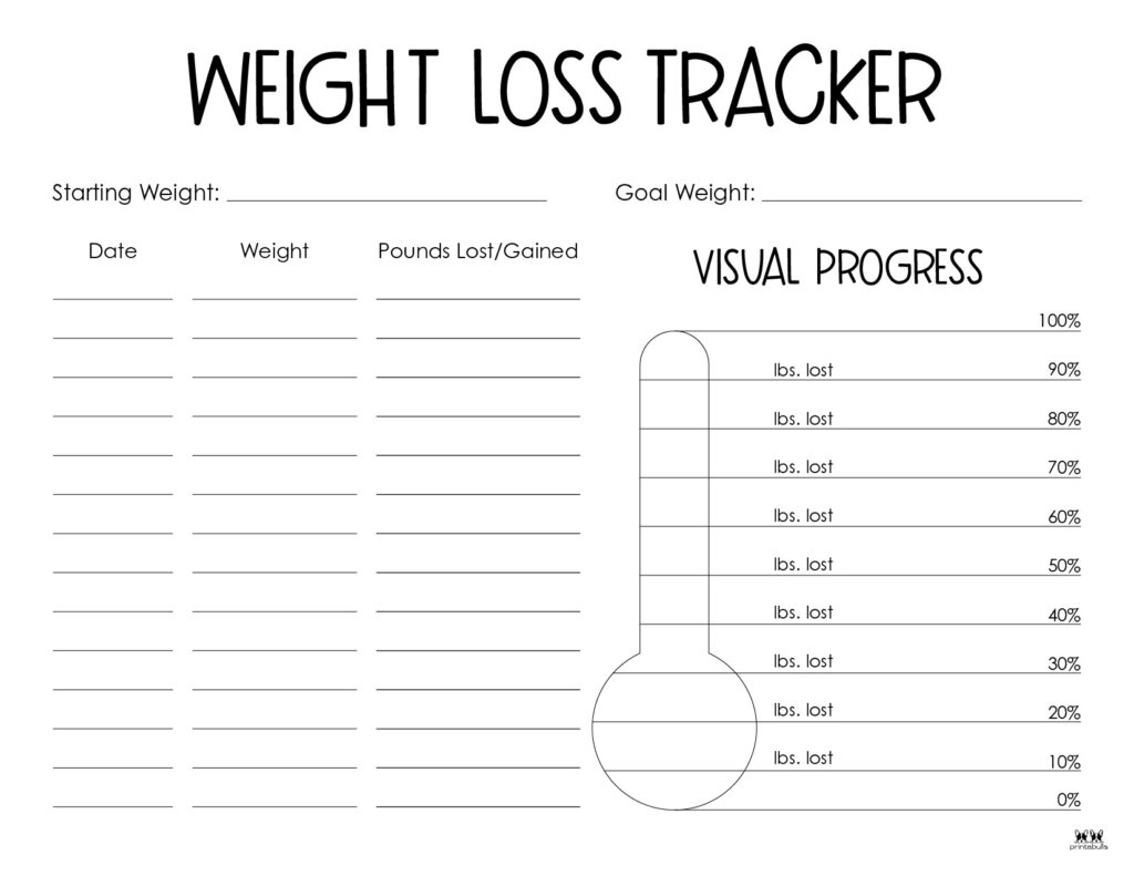 Weight Loss Trackers 29 FREE Printables Printabulls