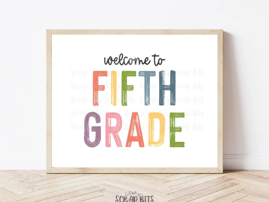 Welcome To Fifth Grade Sign Pastel Rainbow Paintstroke Back To
