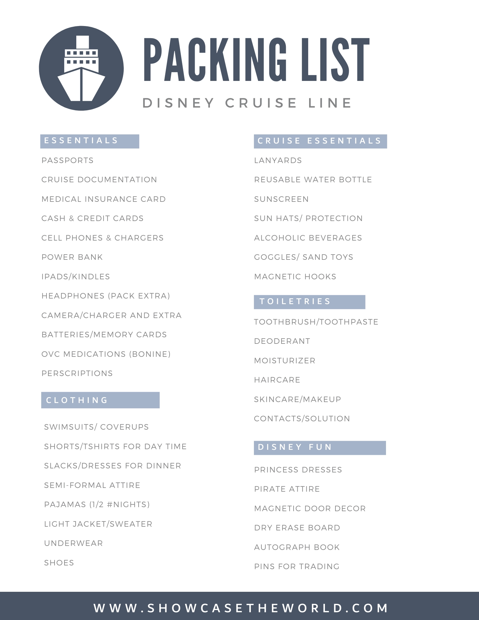 What To Pack For A Disney Cruise With FREE Printable Packing List What To Pack For A Disney Cruise With FREE Printable Packing List