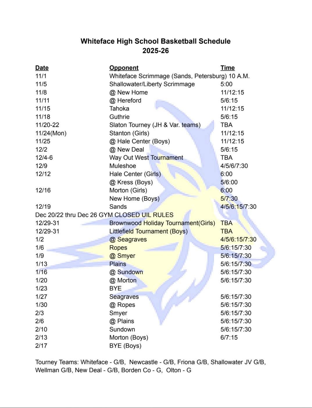 Whiteface Antelope amp Lady Lope Basketball Schedules Released 