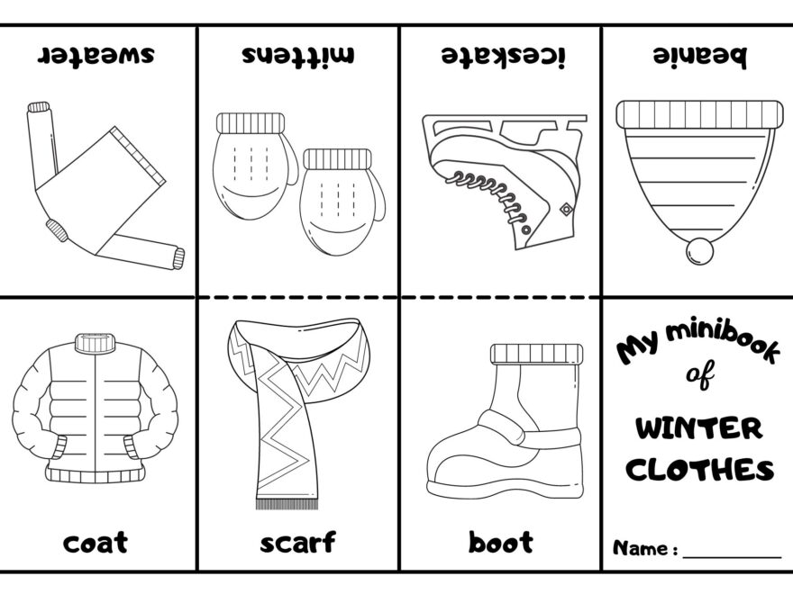 Winter Clothes Mini Coloring Book Ezpzlearn