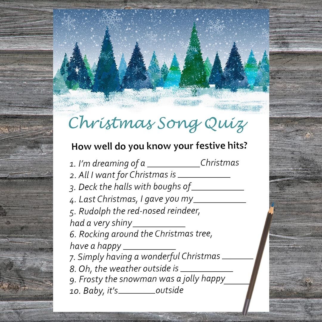 Christmas Songs Quiz Printable Christmas Songs Quiz Printable