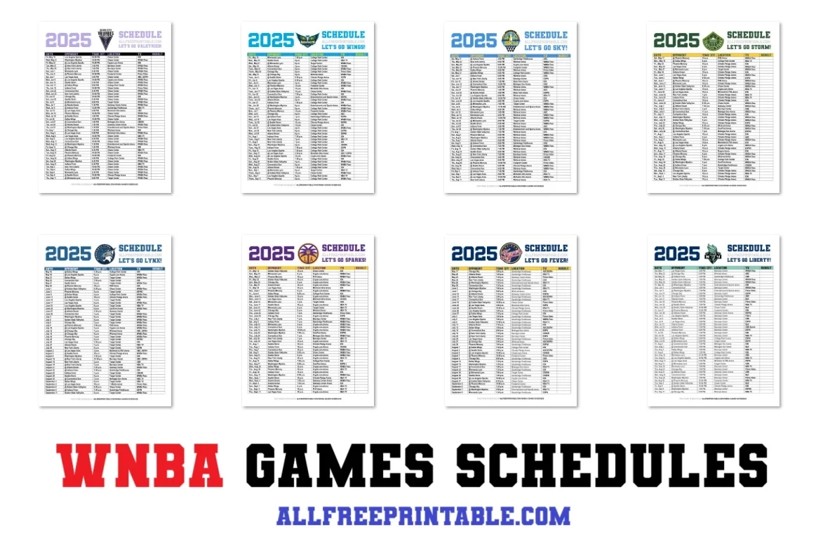WNBA Games Schedules Free Printable