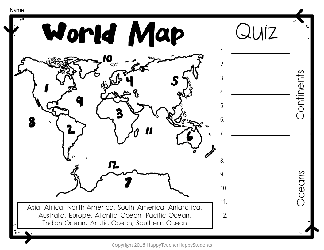 World Map World Map Quiz Test And Map Worksheet 7 Continents World Map World Map Quiz Test And Map Worksheet 7 Continents