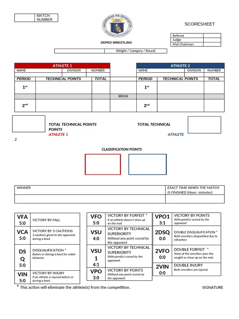 Wrestling Match Scoresheet PDF Professional Wrestling Wrestling Match Scoresheet PDF Professional Wrestling