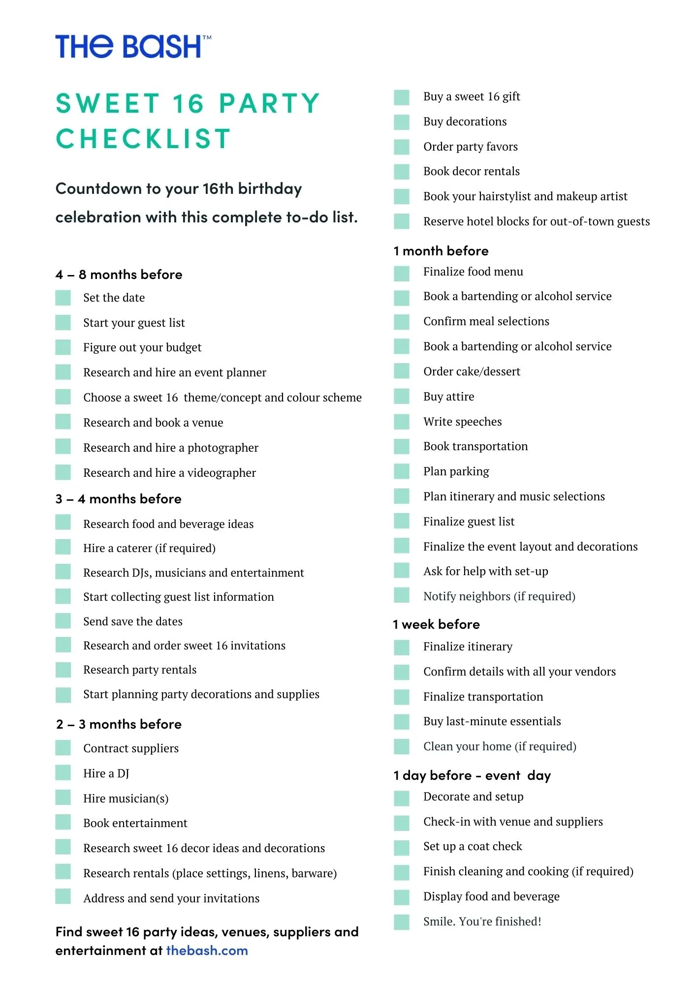 Sweet 16 Guest List Printable